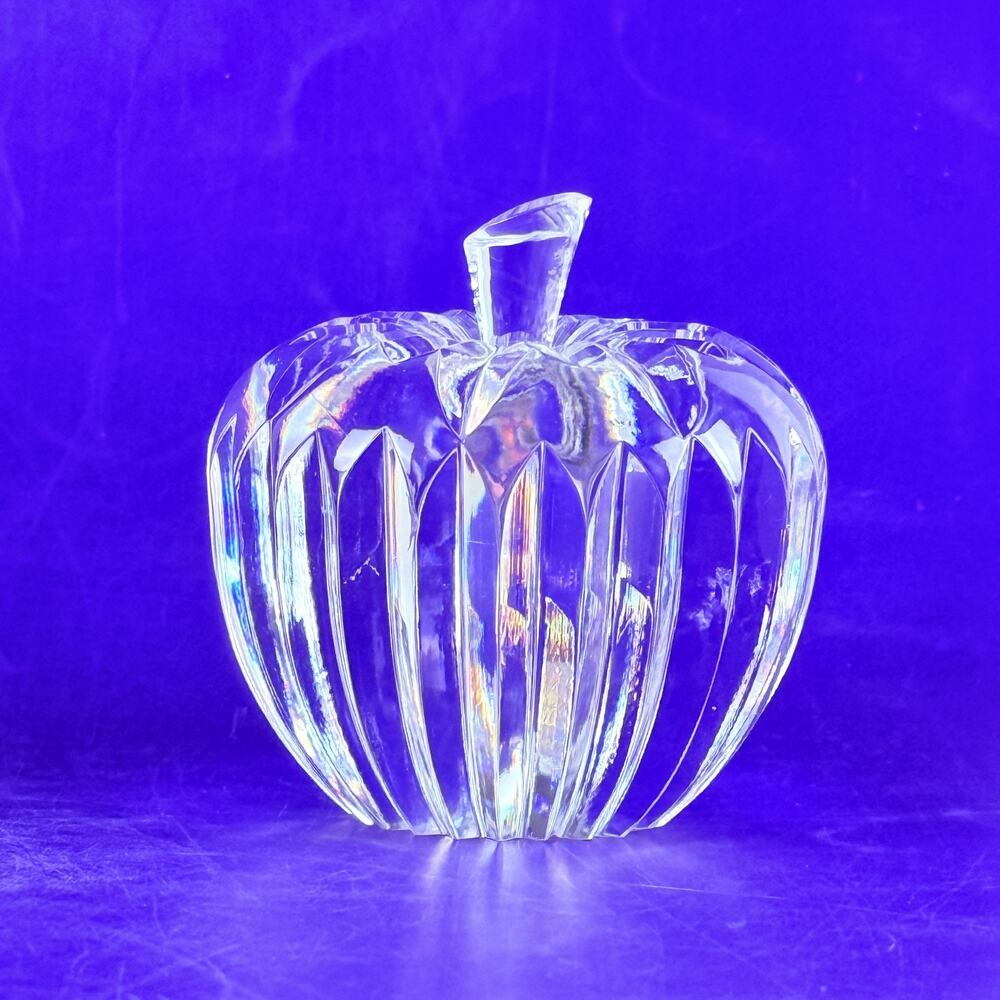 Vintage Waterford Cut Crystal Paperweight Apple 3" Perfect Teacher Gift!